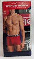 Medium - Tommy Hilfiger Trunks 4-Pack Underwear Comfort Stretch RED BLACK GRAY