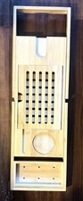 Wooden Bathtub Caddy Tray Brown w/ Extending Sides Tablet Holder, Waterproof