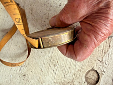Antique Lufkin Brass Case Cloth Tape Measure Vintage Surveying Tool Made In USA