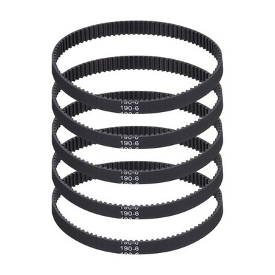 190mm GT-2 Timing Belt, 5pcs 6mm Width 2mm Pitch 3D Printing Closed Loop, Black