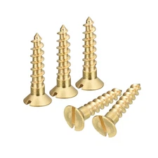 50Pcs M5 x 25mm Brass Slotted Drive Flat Head Wood Screws Self Tapping Screw