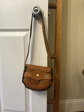 1970s Vintage Hippie Hand Tooled Floral Leather Bag Small