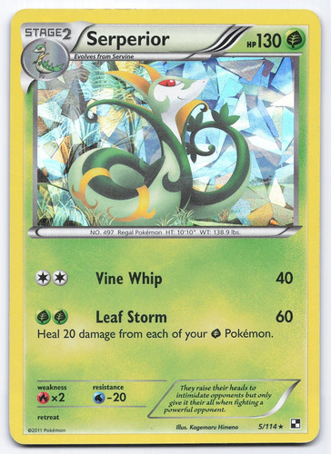 Serperior 5/114 Cracked Ice Holo Rare Black & White Base Set Pokemon Card