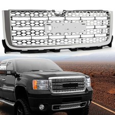 Front Upper Honeycomb Grille Chrome For 2011-2014 Gmc Sierra 2500 Hd 3500 Hd