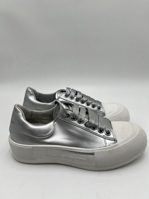 Women s Alexander McQueen Deck Plimsoll sneakers metallic silver Size 38.5