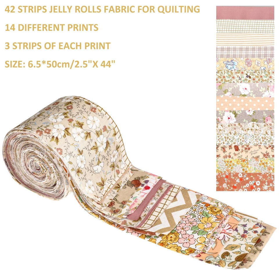 Tiras de tela de rollo de gelatina 42 piezas de algodón precortado para acolchar costura artesanía Foto 3 de 4