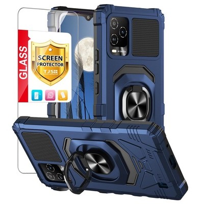 TJS Compatible for BLU View 5 Pro B170D Case, with Tempered Glass Screen Blue