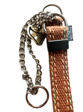 Brand New Brown Turquoise Beige Fabric Martingale Training Dog Collar to 22 lbs