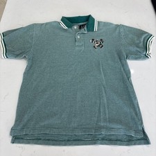 VTG Looney Toons Shirt Mens Medium Polo Tasmanian Devil Golf Green Warner Bros