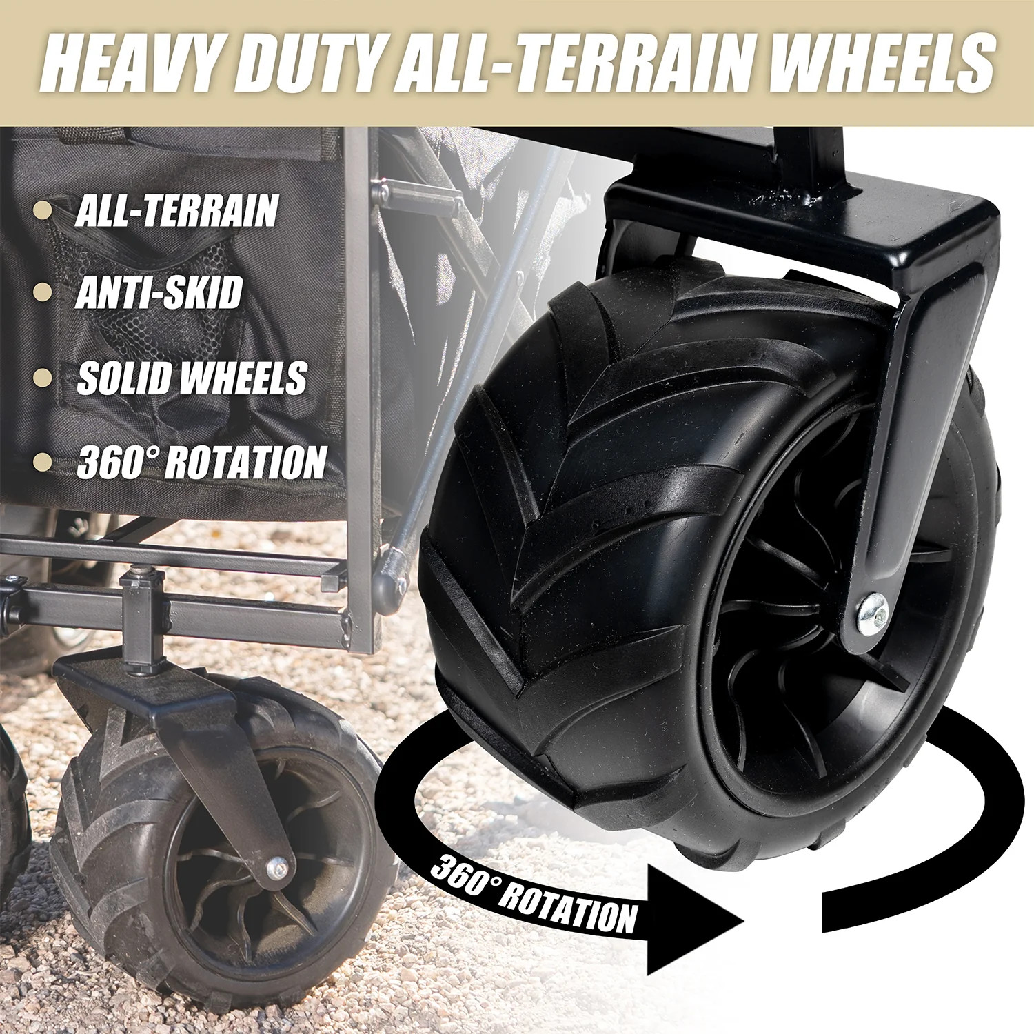 Folding Wagon Cart All Terrain Utility Cart Heavy Duty Collapsible Black OFFGRID