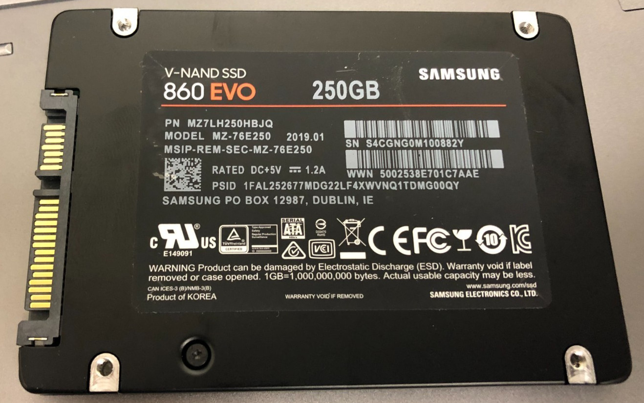 Samsung 860 EVO 250GB SATA 2.5" Solid State Drive SSD C