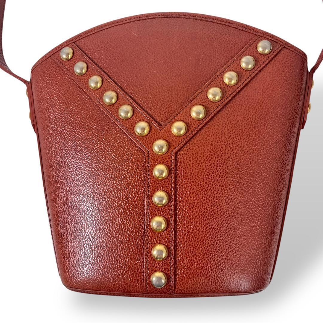Borsa a tracolla YSL Yves Saint Laurent vintage borchiata marrone ottime condizioni