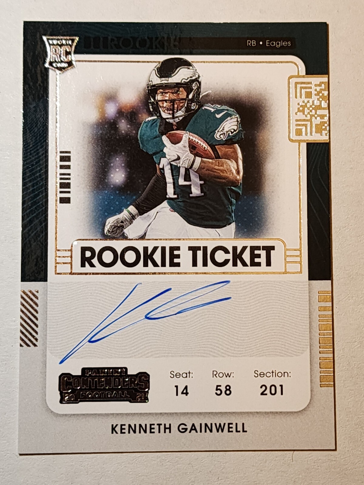 Kenneth Gainwell Philadelphia Eagles 2021 Contenders RC Auto #139 Variation