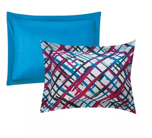 Chic Home 7 Pc Bed in a Bag Comforter Set Twin Fuschsia Blue Abstract Print NEW - Picture 2 of 5