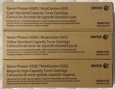 Xerox Phaser 6500 / 6505 Cyan Magenta Yellow Toner 106R01591 106R01593 106R01595