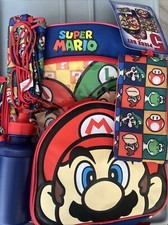 "Juego de 5 piezas Super Mario Backpack 17"" Nintendo 2 Pocket Luigi"