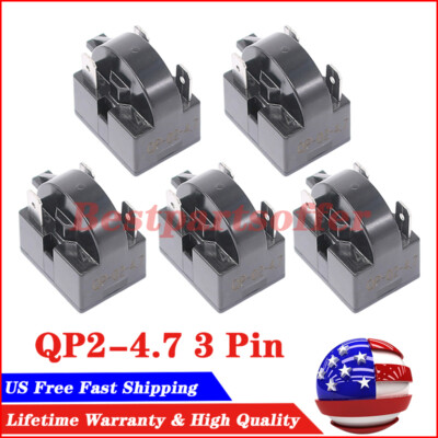3Pin QP2-4.7 Start Relay PTC For 4.7Ohm Danby Magic Chef Kenmore Refrigerator 5*