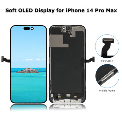 Soft OLED Display LCD Touch Screen Digitizer Assembly Part For iPhone 14 Pro Max