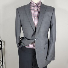 Calvin Klein Men's Sport Coat Blazer Two Button Gray Sharkskin Extreme Slim 42R