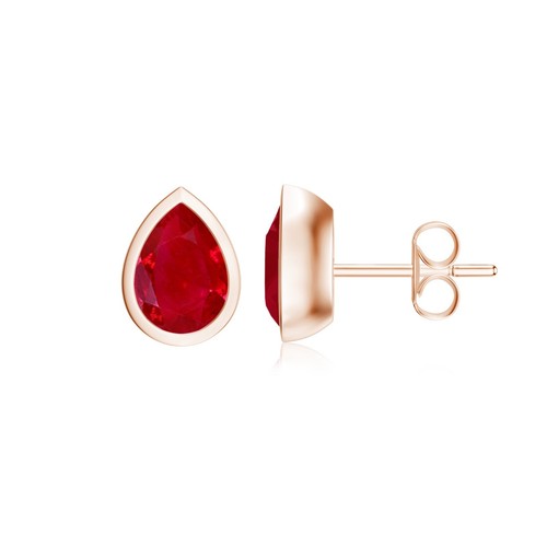 Pear Cut Natural Gemstone Stud Earring For Women Gift | Bezel Set in 14k Gold - Picture 20 of 121