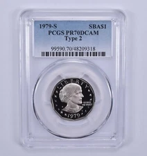 PR70 DCAM 1979-S Type 2 Susan B Anthony Dollar PCGS Blue Label