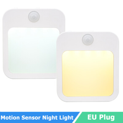 Dimmable Motion Sensor LED Night Light EU Plug Warm/Cool White Wall Lamp