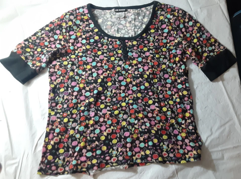 Conjunto de pijama para mujer Joe Boxer - Top y pantalones cortos, talla XL, estampado de emoji caramelo Foto 2 de 4