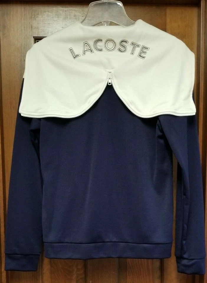 NWT Lacoste Sport Womens Full Zip Hooded Jacket ~ Navy/white Size8/40 - Image 4 of 4
