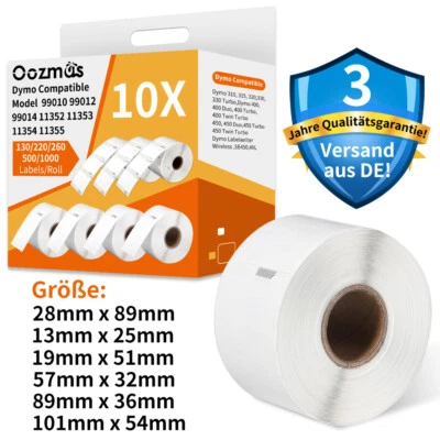 OOZMAS Label Etiketten für Dymo 99012 99014 11354 Labelwriter 400 450 Turbo 320 400 Duo