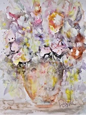 ORIGINAL "DREAM FLORAL" IMPRESSIONISTIC WATERCOLOR PAINTING BY DAVILA, 11"X15"