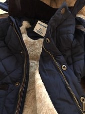 Mayoral Quilted Coat Detachable Hood 6 Months blue With plush lining