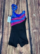 Weissman Children's Black/ Caribbean Blue MT12432 Classic Tank Biketard Size SC