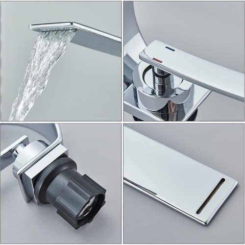 Chrome Bathroom Vessel Sink Faucet Waterfall Single Handle Vanity RV Mixer Tap - Picture 9 of 10