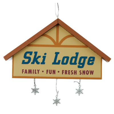 Ski Lodge Wintry Sign Ornament | 6 Pieces