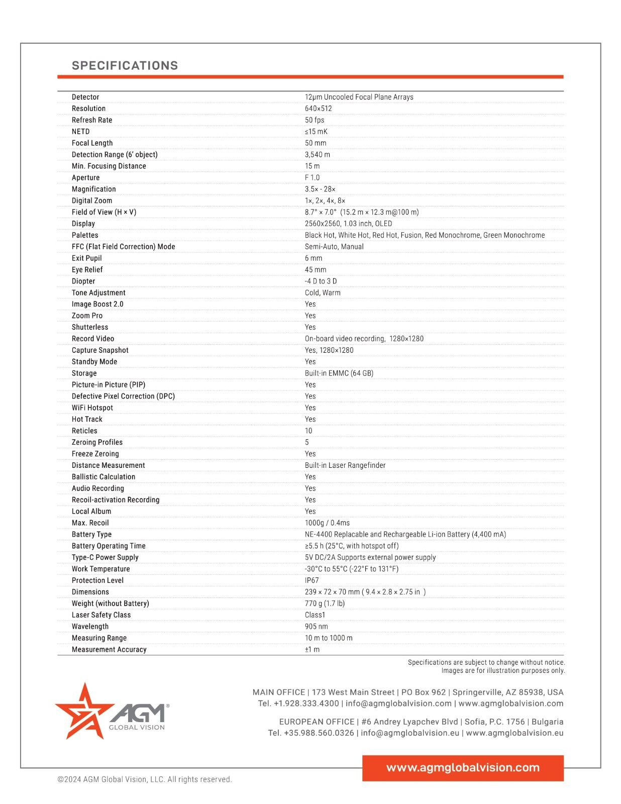AGM Rattler V3 LRF 50-640 Thermal Weapon Sight (Free 10-Hr Battery Pack!)