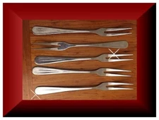  5 pc. 2Prong cocktail forks stainless Steel Japan-6 2/16" L