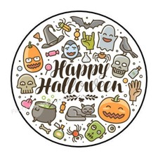 30 HAPPY HALLOWEEN ENVELOPE SEALS LABELS STICKERS PARTY FAVORS 1.5"