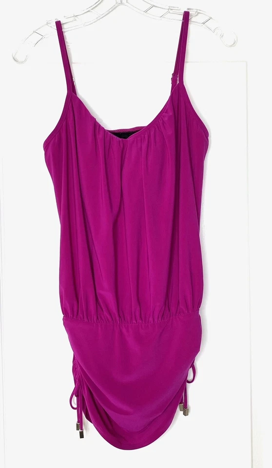 MAGICSUIT пурпурный фиолетовый розовый трансформируемый блузон собранными в Рюш танкини верхний купальник 8 - Изображение 3 из 4