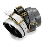 Reversible Belt Clamp-on Buckle Genuine Leather Dress Belt 1-1/8"(30mm) Wide