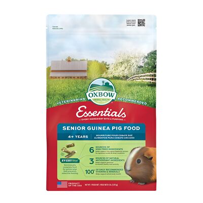 Oxbow Senior Guinea Pig Food 4lb High Fiber Antioxidant Nutritional Pellets
