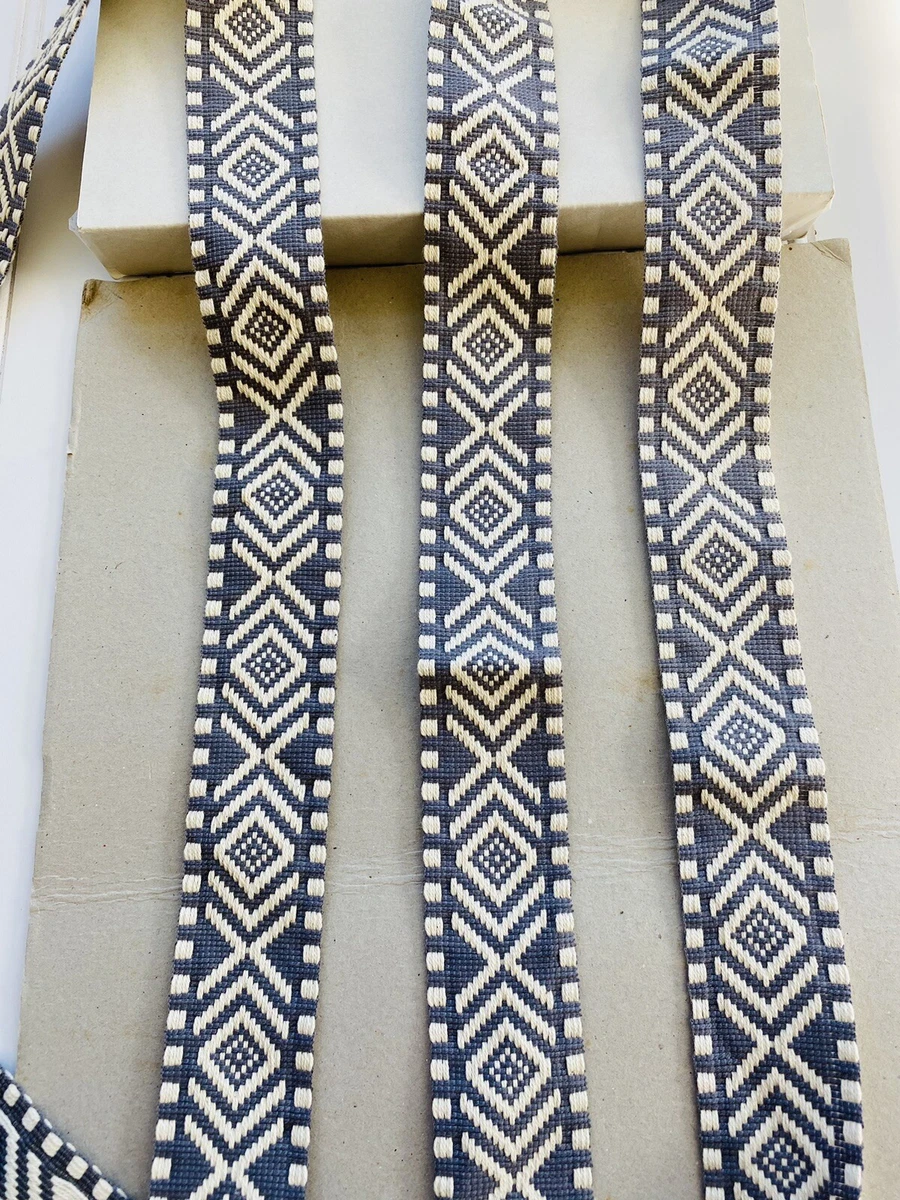 2 Yards Greyish Blue White Jacquard Ribbon Trim Sewing Crafts