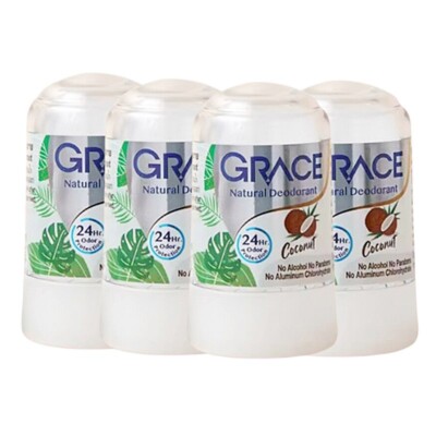 Deodorant Crystal Natural Alum Grace Roll Coconut Stone Thai Rock 70g Body x4
