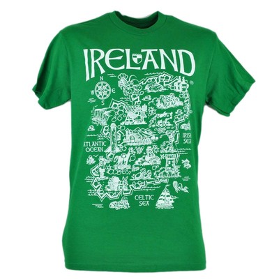 Ireland Country Map Quest City Green Tshirt Tee Mens Beer Irish Shamrock 