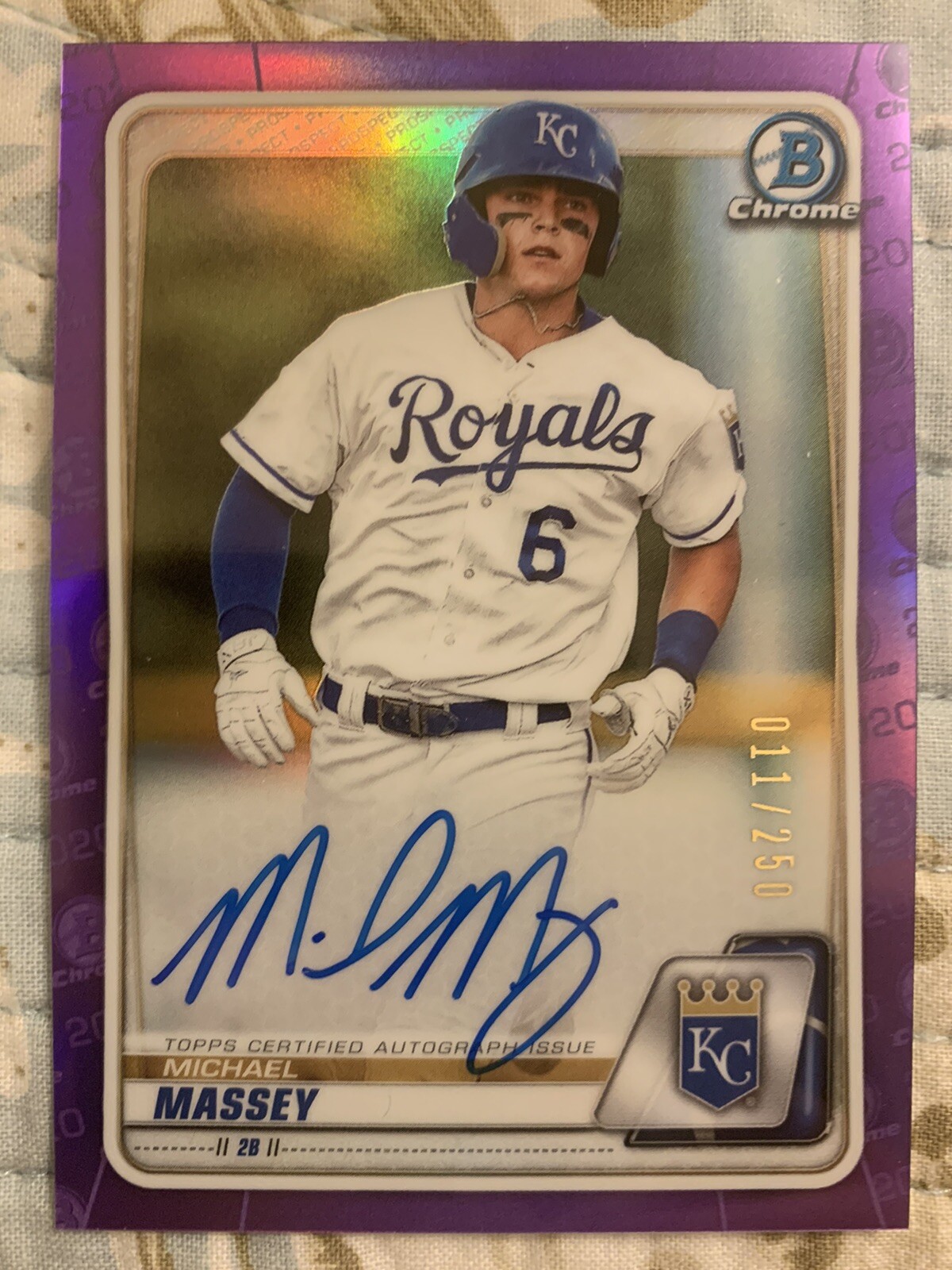 Michael Massey Aut🔥2020 Bowman Chrome Purple /250🔥Royals RC 1st Auto