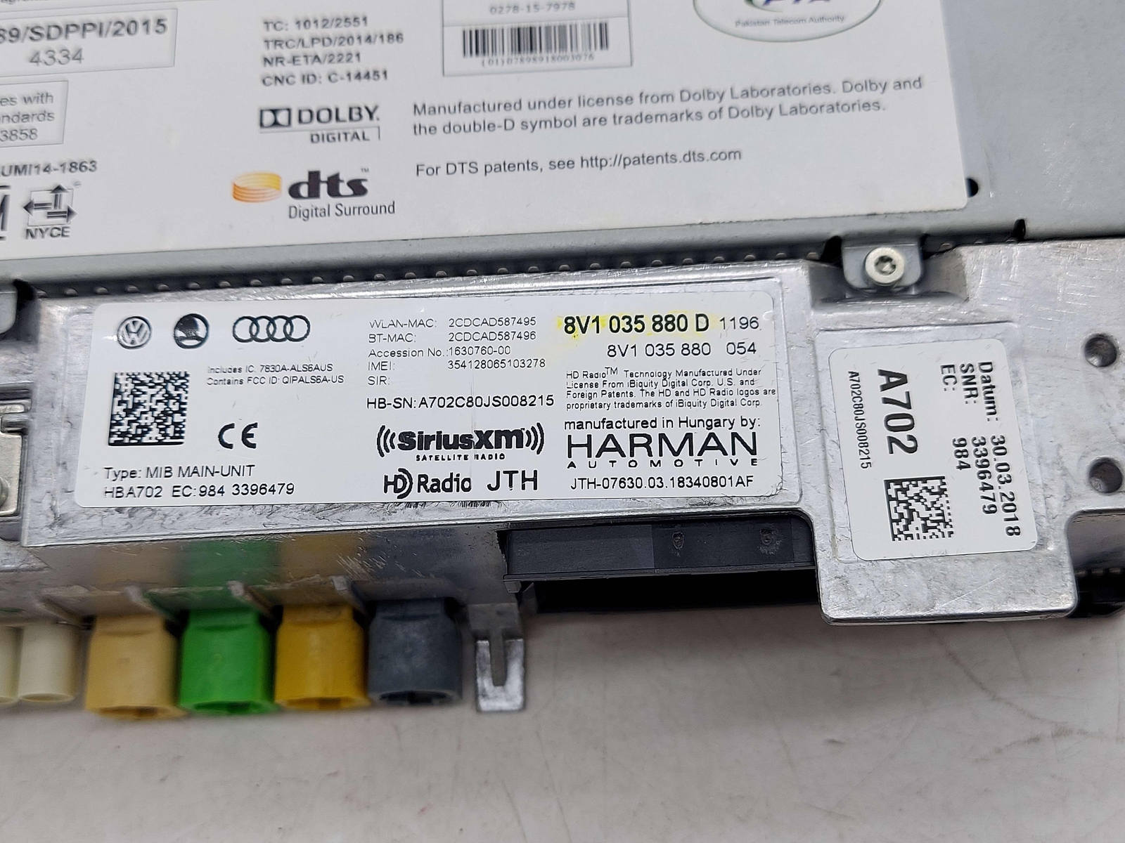 2018 Audi Rs3 MMI Navigation Radio Control Unit Harman OEM for 