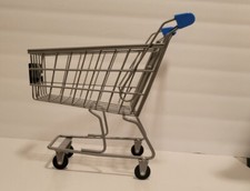 Mini Wal-Mart Toy Shopping Cart - Metal - Logo Sign - Wheels- Kids Play Preowned
