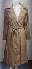 Massimo Dutti Dark Sage Green Belted Trenc Coat Mac Size 10 - 12