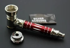 ORIGINAL RED METAL Smoking Pipe w/Lid Tobacco Pipe Metal pipe ALL METAL Pipes