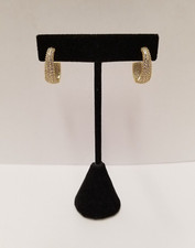 Gold Plated Sterling Silver Micropave CZ Teardrop Huggie Hoop Earrings