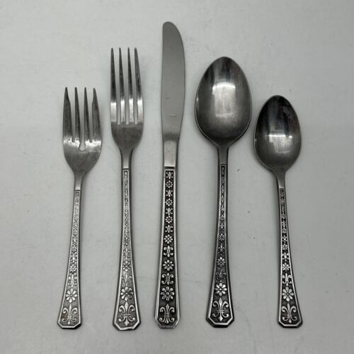 Vintage Interpur FLORENZ Japan 8-Petal Stainless Steel 75 piece Set Flatware Set - Picture 1 of 12